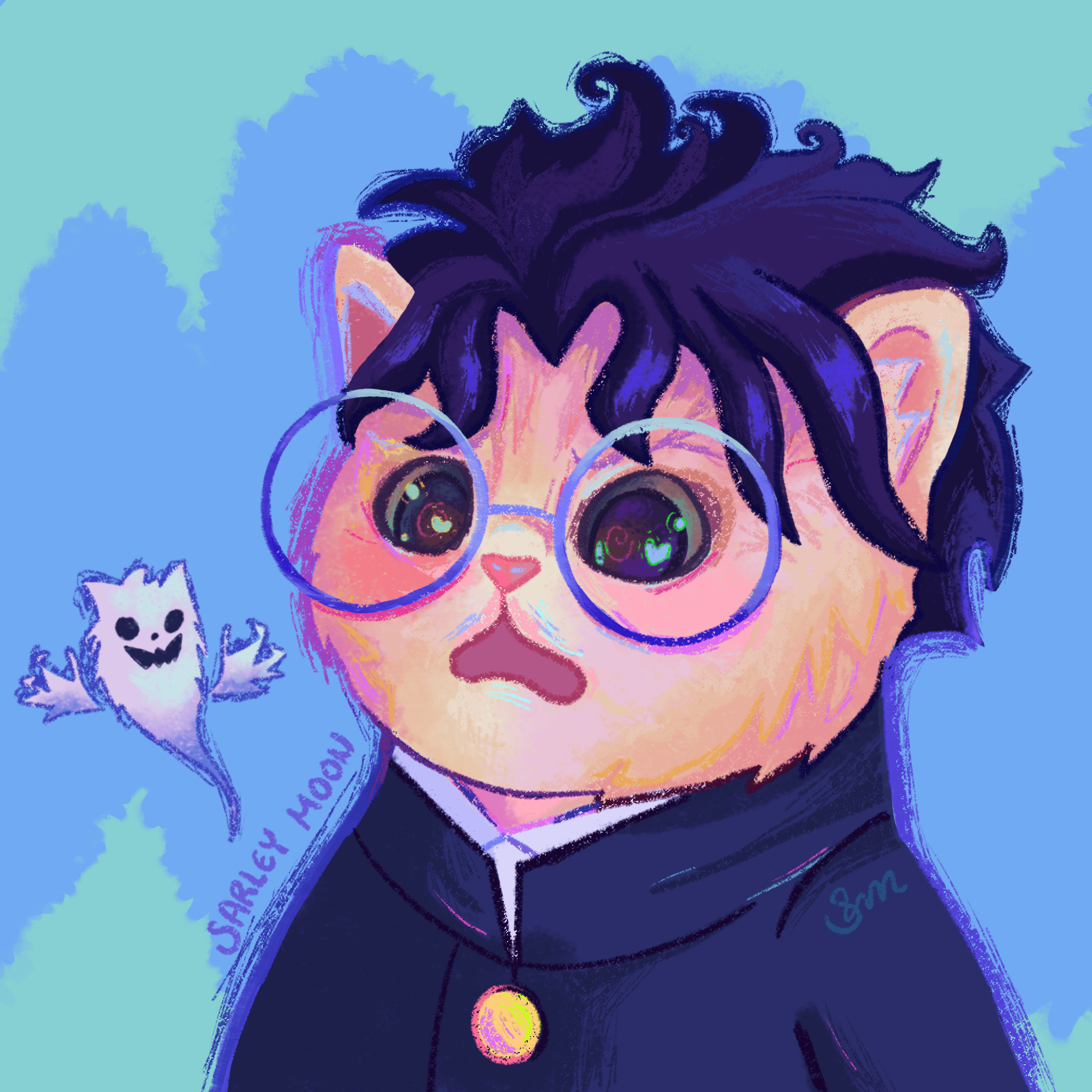 Ilustración estilo anime con personaje adorable